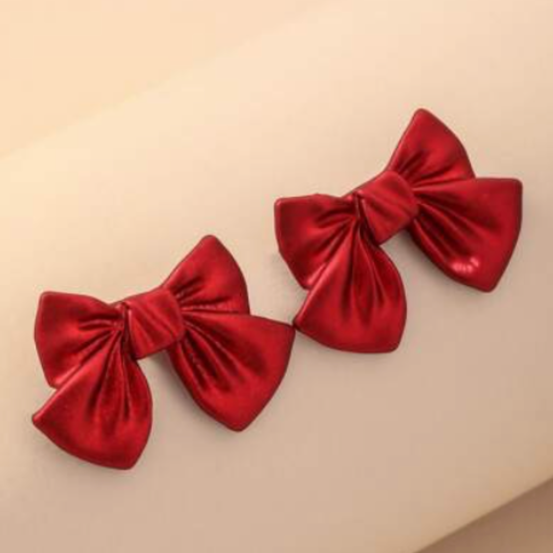 Red Silk Hair Bows