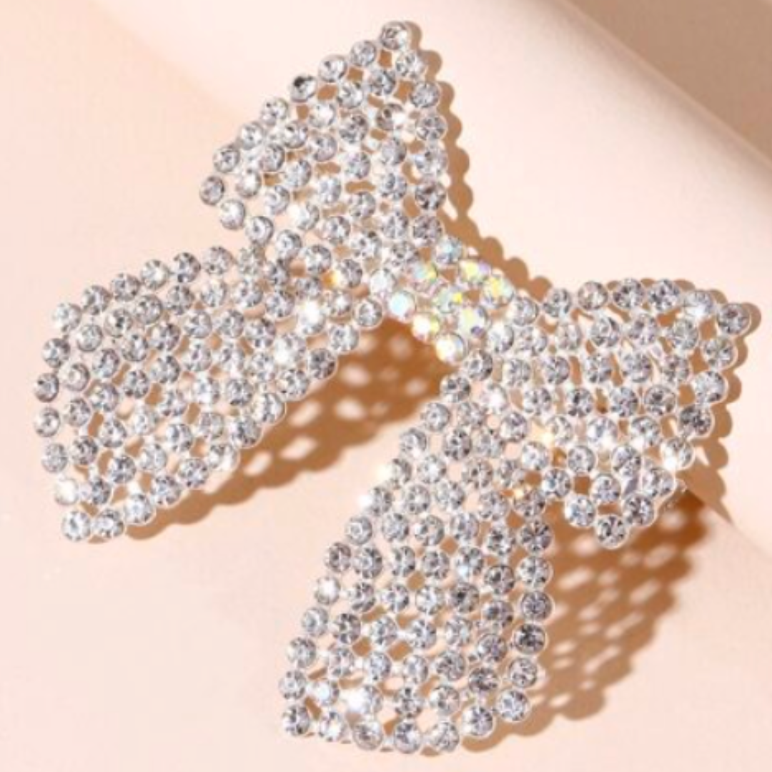 White Rhinestone Hair Bow