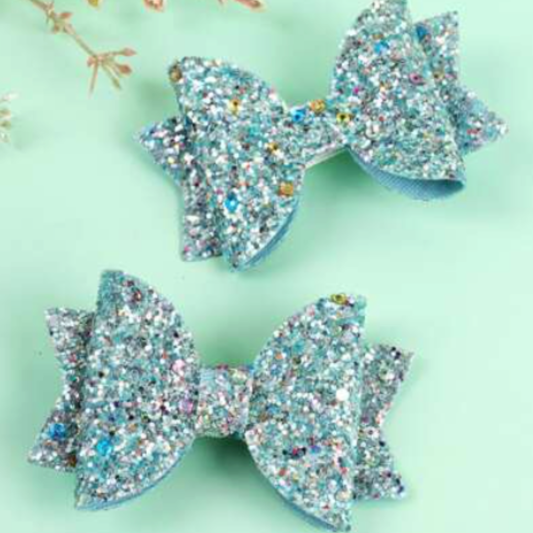 Blue Sparkle Rhinestone Hair Bows